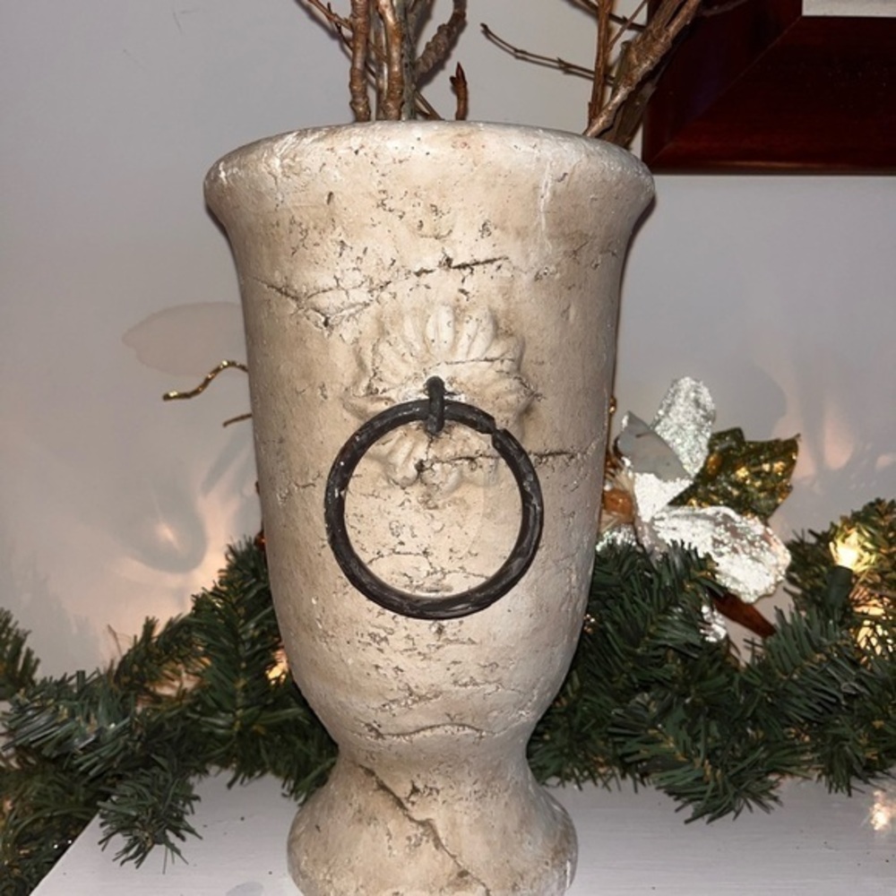 Ancient style vase urn with iron rings